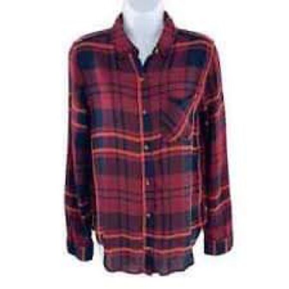 Abercombie & fitch plaid shirt red orange blue - Picture 1 of 5